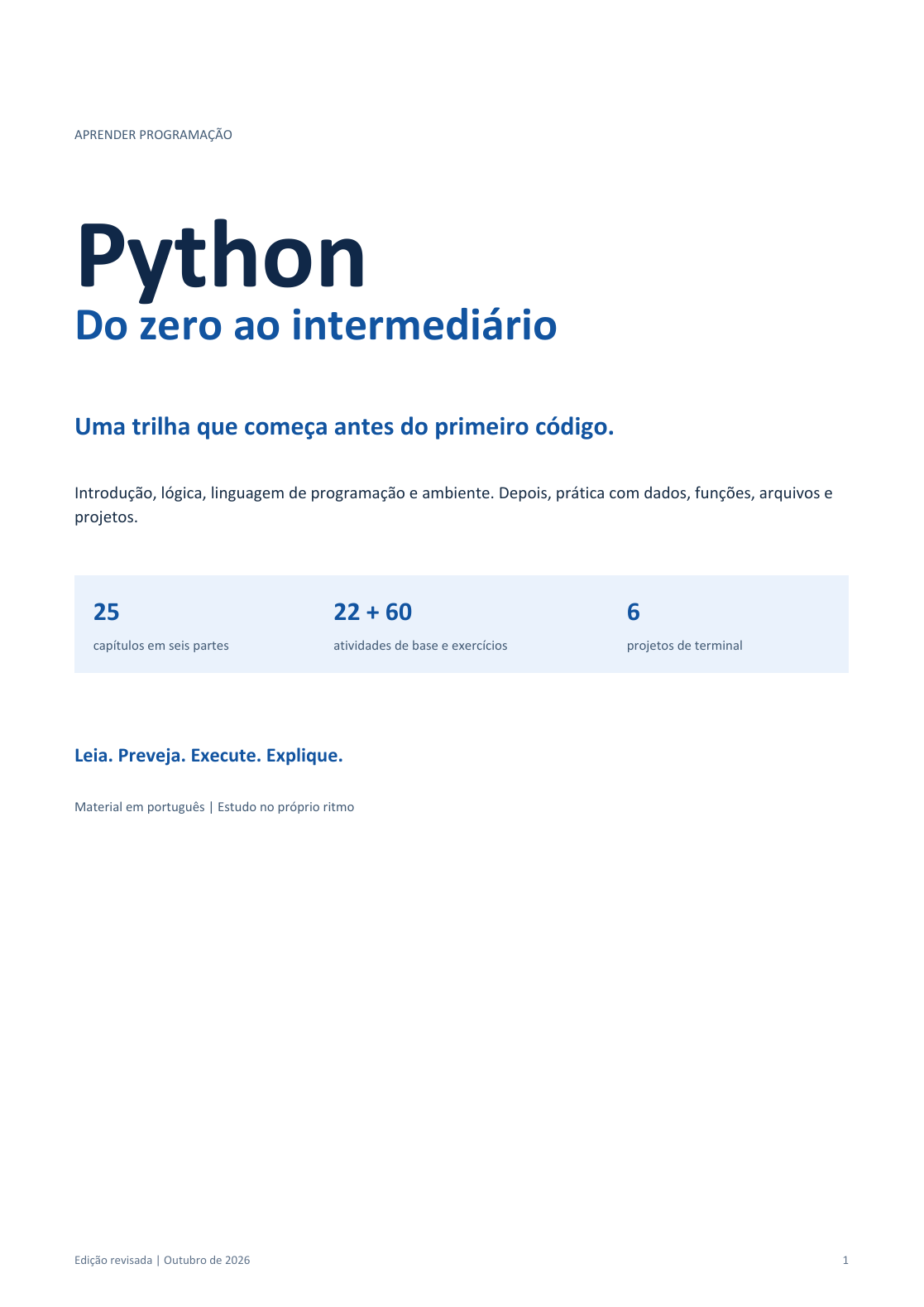 Capa da edição revisada Python do zero ao intermediário, sem assinatura pessoal